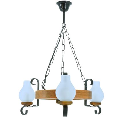 Pendel med kædeophæng ROATA 3xE14/40W/230V bøg - FSC certificeret