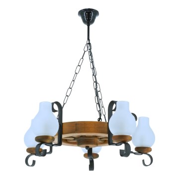 Pendel med kædeophæng ROATA 5xE14/40W/230V diameter 30 cm bøg - FSC certificeret