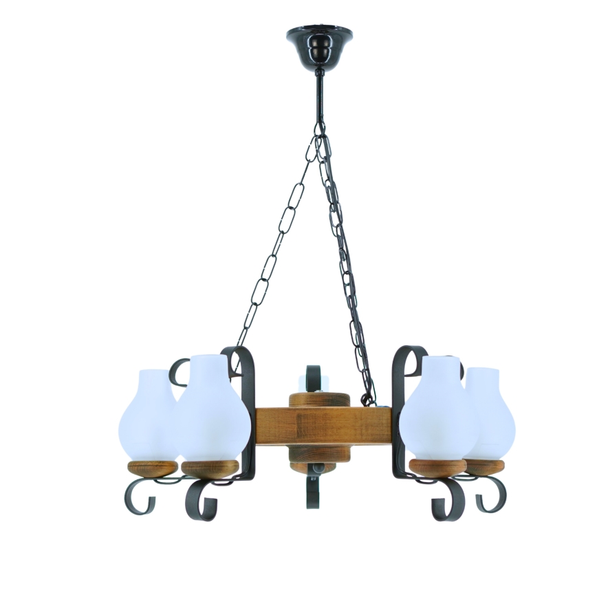Pendel med kædeophæng ROATA 5xE14/40W/230V diameter 30 cm bøg - FSC certificeret