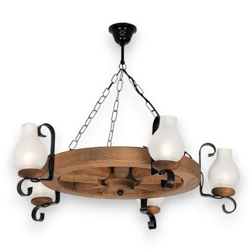Pendel med kædeophæng ROATA 5xE14/40W/230V diameter 70 cm bøg - FSC certificeret