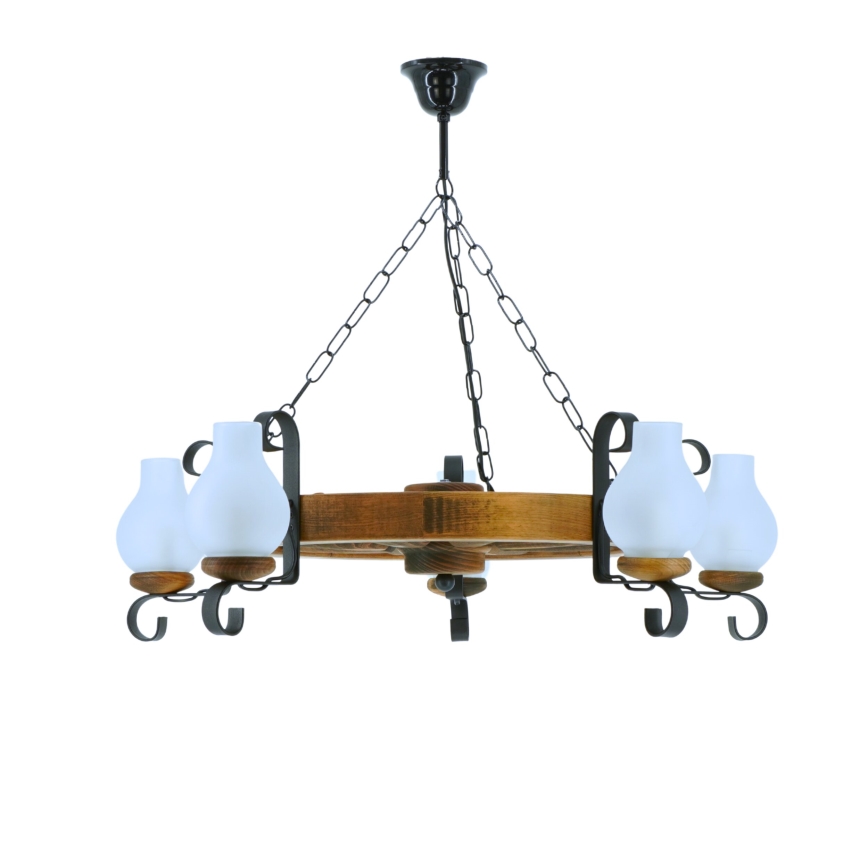 Pendel med kædeophæng ROATA 5xE14/40W/230V diameter 70 cm bøg - FSC certificeret