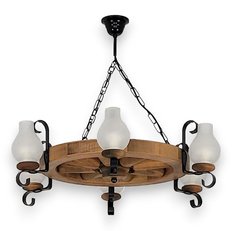 Pendel med kædeophæng ROATA 6xE14/40W/230V diameter 70 cm bøg - FSC certificeret