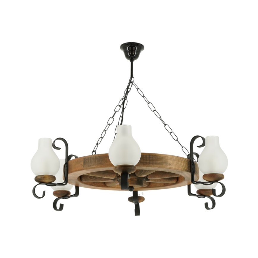 Pendel med kædeophæng ROATA 6xE14/40W/230V diameter 70 cm bøg - FSC certificeret