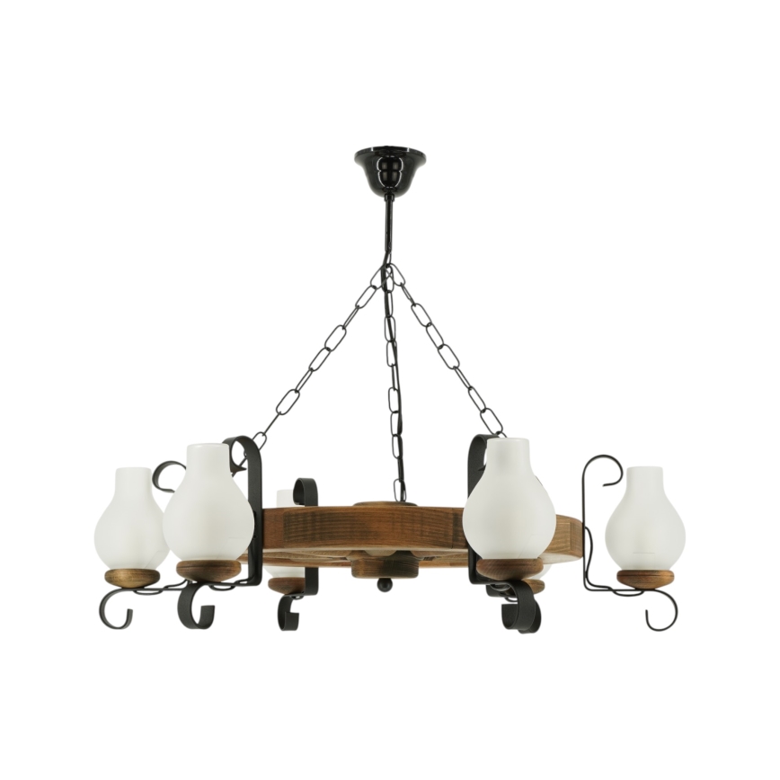 Pendel med kædeophæng ROATA 6xE14/40W/230V diameter 70 cm bøg - FSC certificeret