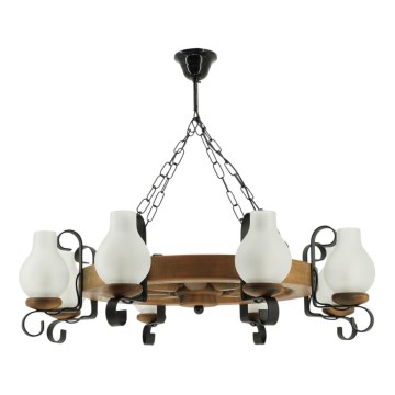 Pendel med kædeophæng ROATA 8xE14/40W/230V diameter 70 cm bøg - FSC certificeret