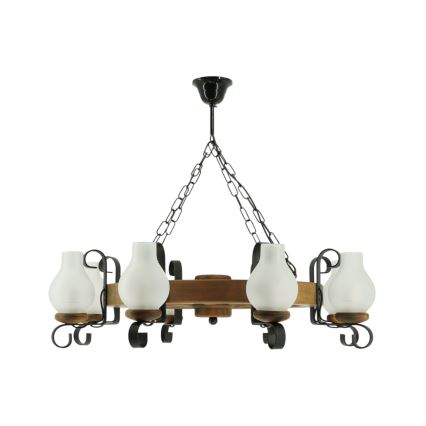 Pendel med kædeophæng ROATA 8xE14/40W/230V diameter 70 cm bøg - FSC certificeret