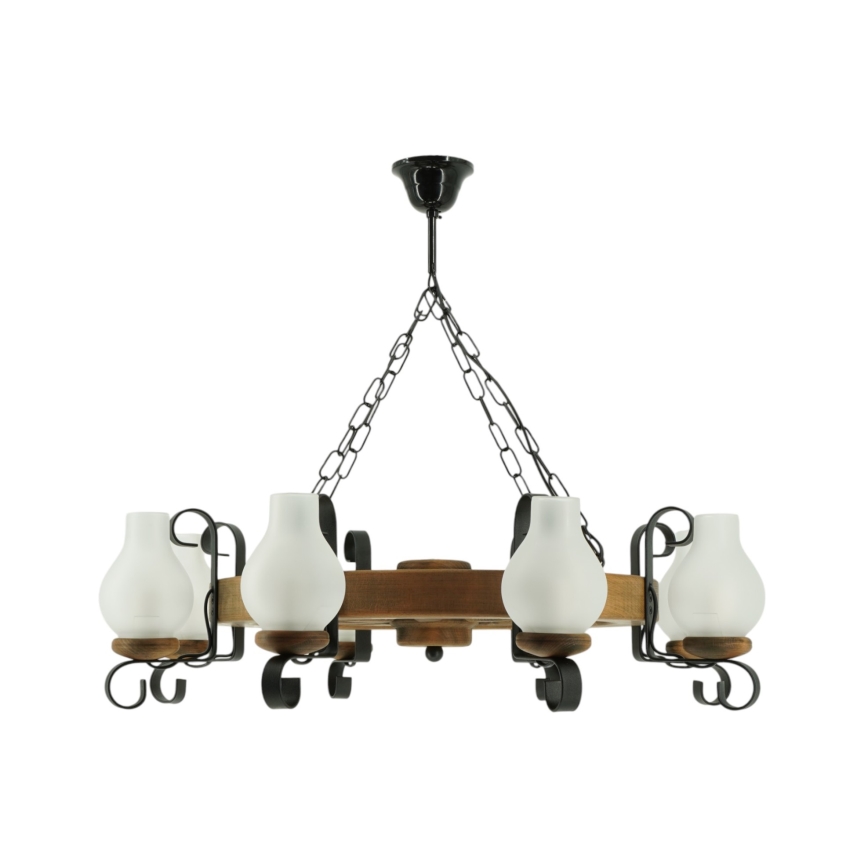 Pendel med kædeophæng ROATA 8xE14/40W/230V diameter 70 cm bøg - FSC certificeret