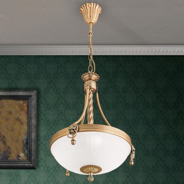 Pendel med kædeophæng ROCCA 3xE27/60W/230V diameter 32 cm bronze/hvid
