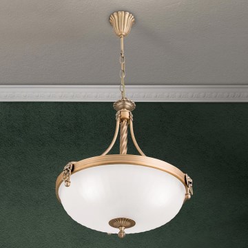 Pendel med kædeophæng ROCCA 3xE27/60W/230V diameter 42 cm bronze/hvid