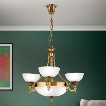 Pendel med kædeophæng ROCCA 6xE27/60W/230V diameter 64 cm bronze/hvid