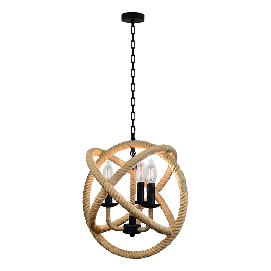 Pendel med kædeophæng ROPE GLOBO 3xE14/10W/230V
