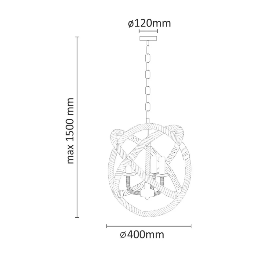Pendel med kædeophæng ROPE GLOBO 3xE14/10W/230V