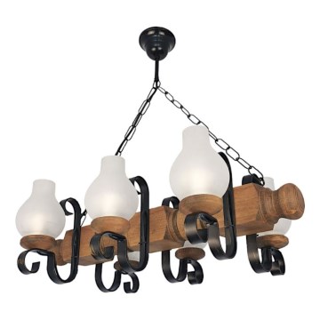 Pendel med kædeophæng RUSTIC 6xE14/40W/230V bøg - FSC certificeret