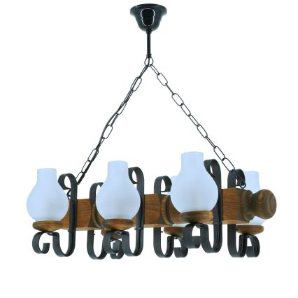 Pendel med kædeophæng RUSTIC 6xE14/40W/230V bøg - FSC certificeret