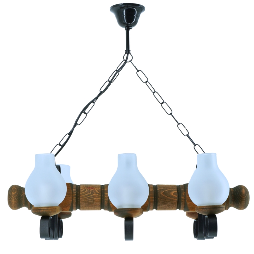 Pendel med kædeophæng RUSTIC 6xE14/40W/230V bøg - FSC certificeret
