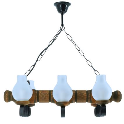 Pendel med kædeophæng RUSTIC 6xE14/40W/230V bøg