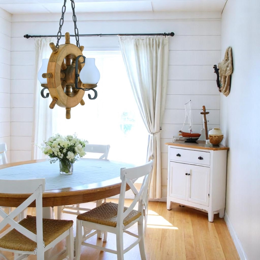 Pendel med kædeophæng TIMONA 2xE14/40W/230V bøg - FSC certificeret