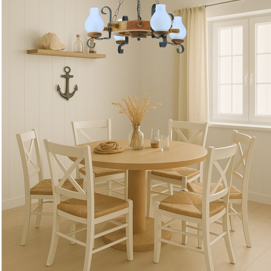 Pendel med kædeophæng TIMONA 4xE14/40W/230V bøg - FSC certificeret