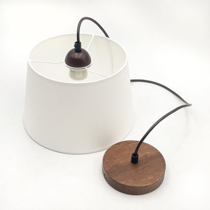 Pendel med ledning AIDA 1xE27/60W/230V Ø 25 cm eg/valnød/hvid