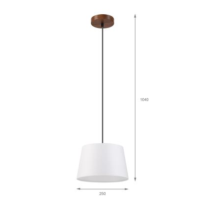 Pendel med ledning AIDA 1xE27/60W/230V Ø 25 cm eg/valnød/hvid