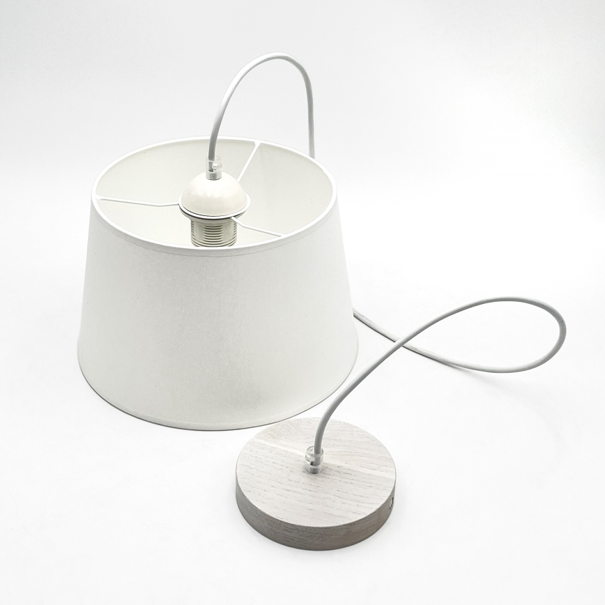 Pendel med ledning AIDA 1xE27/60W/230V Ø25 cm eg/hvid