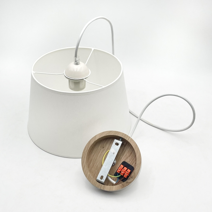 Pendel med ledning AIDA 1xE27/60W/230V Ø25 cm eg/hvid