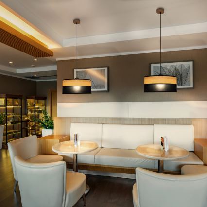 Pendel med ledning ALBA 1xE27/15W/230V Ø 45 cm sort/brun