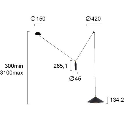 Pendel med ledning ALTO 1xE27/60W/230V sort