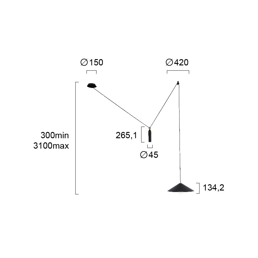 Pendel med ledning ALTO 1xE27/60W/230V sort