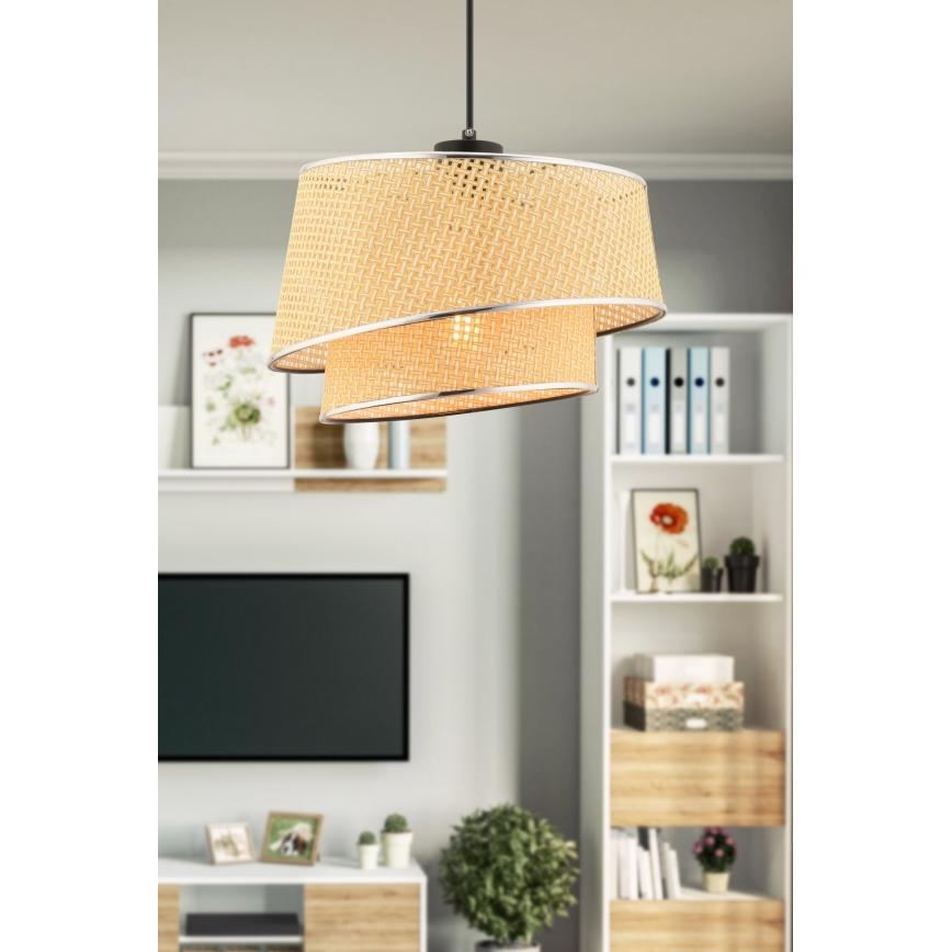 Pendel med ledning BARETTE 1xE27/60W/230V beige/blank krom