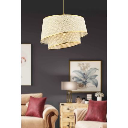 Pendel med ledning BARETTE 1xE27/60W/230V creme/guld
