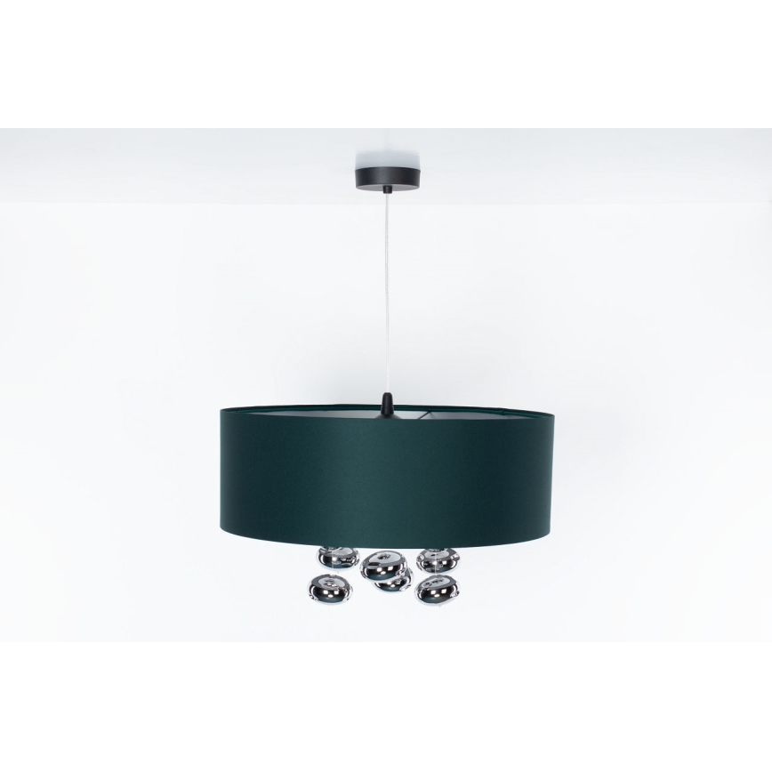 Pendel med ledning BUBBLE 1xE27/60W/230V Ø 40 cm grøn