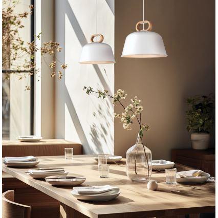 Pendel med ledning CLIP 1xE27/40W/230V hvid/brun