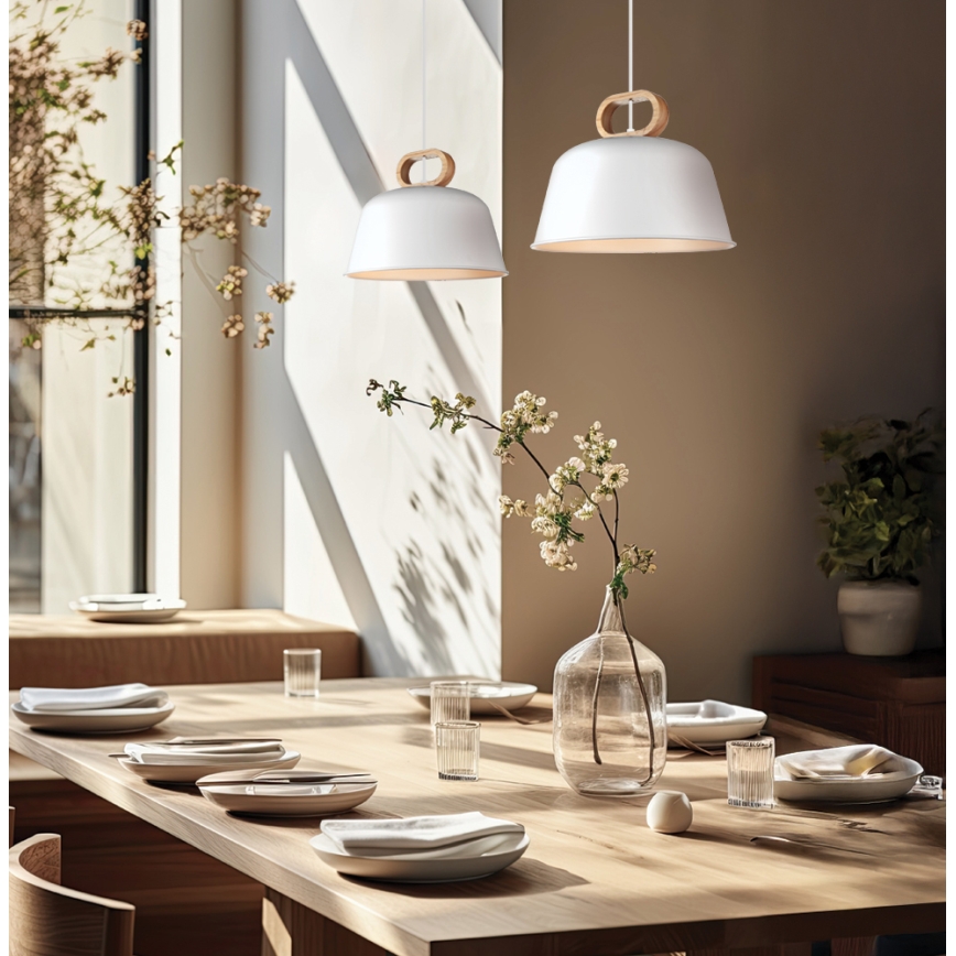 Pendel med ledning CLIP 1xE27/40W/230V hvid/brun