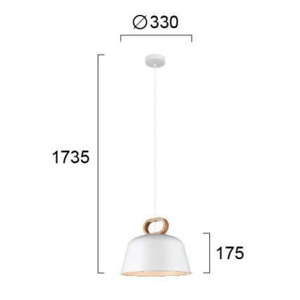 Pendel med ledning CLIP 1xE27/40W/230V hvid/brun