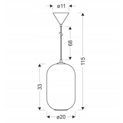 Pendel med ledning CRESTO 1xE27/40W/230V hvid