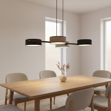 Pendel med ledning DRUMZ 4xE14/10W/230V sort/brun/grå