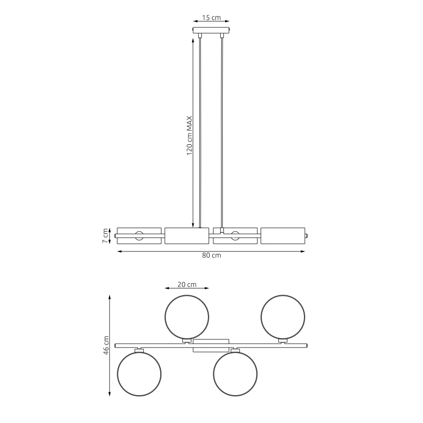 Pendel med ledning DRUMZ 4xE14/10W/230V sort/brun/grå