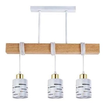 Pendel med ledning ELEN 3xE27/35W/230V hvid/guld/brun