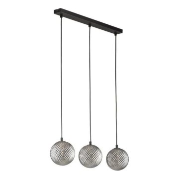 Pendel med ledning ELENA 3xG9/6W/230V sort/røget grå