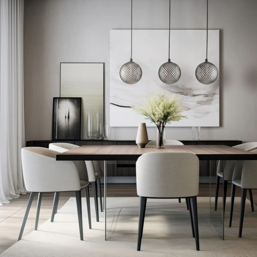 Pendel med ledning ELENA 3xG9/6W/230V sort/røget grå