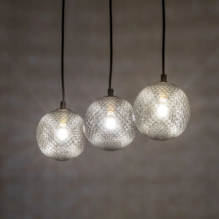 Pendel med ledning ELENA 3xG9/6W/230V sort/røget grå