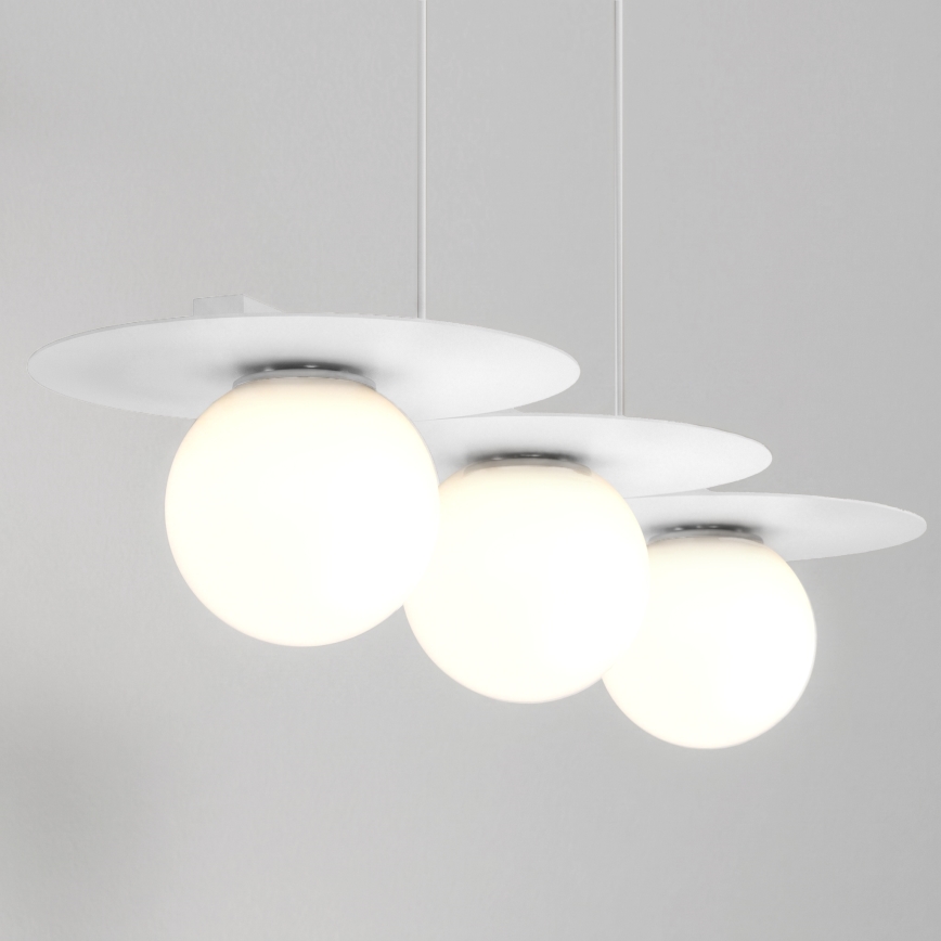 Pendel med ledning FLAT 3xE27/15W/230V hvid