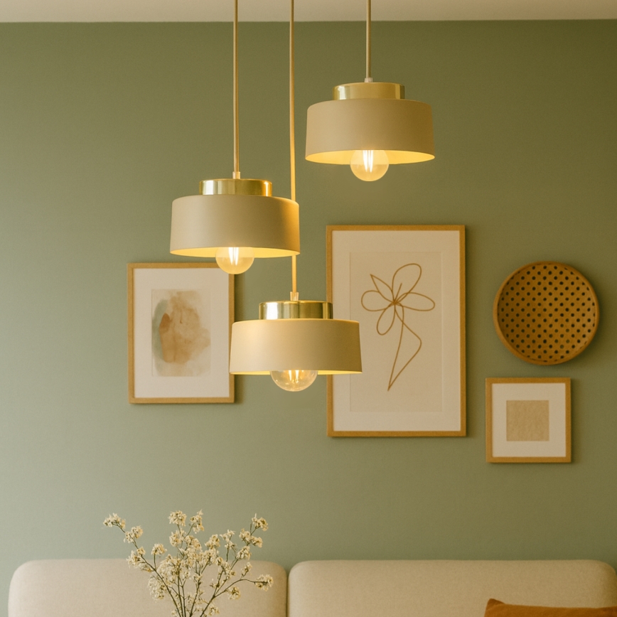 Pendel med ledning IGNIA 3xE27/60W/230V beige/guld