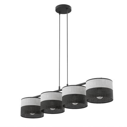 Pendel med ledning KARBON 4xE27/15W/230V sort/grå