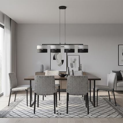 Pendel med ledning KARBON 4xE27/15W/230V sort/grå