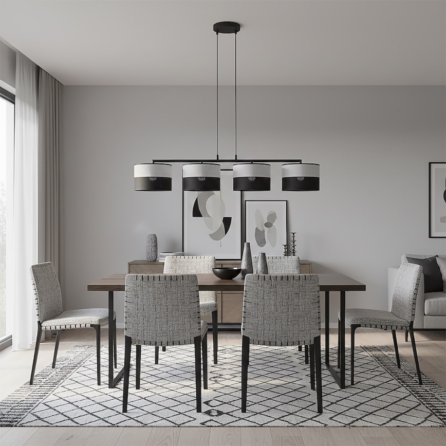 Pendel med ledning KARBON 4xE27/15W/230V sort/grå