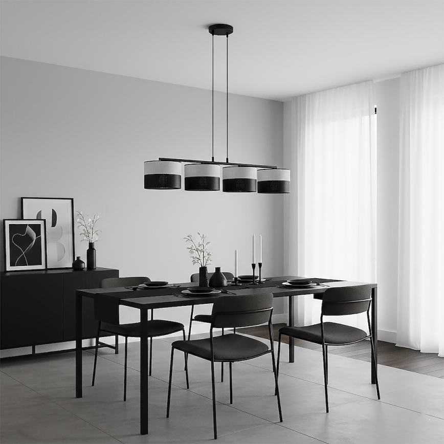 Pendel med ledning KARBON 4xE27/15W/230V sort/grå