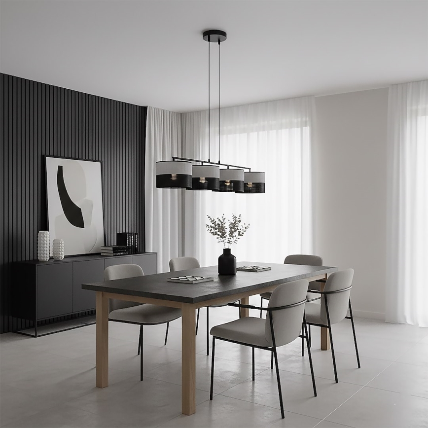 Pendel med ledning KARBON 4xE27/15W/230V sort/grå