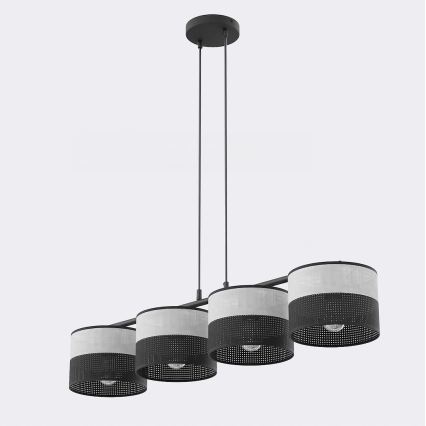 Pendel med ledning KARBON 4xE27/15W/230V sort/grå